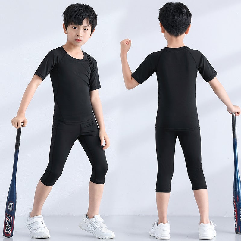 Children'S Sports Tights Training Clothes Summer Running Sports Short-Sleeved Suit Basketball Football Quick-Drying Clothes Fitness Clothes - Image 5